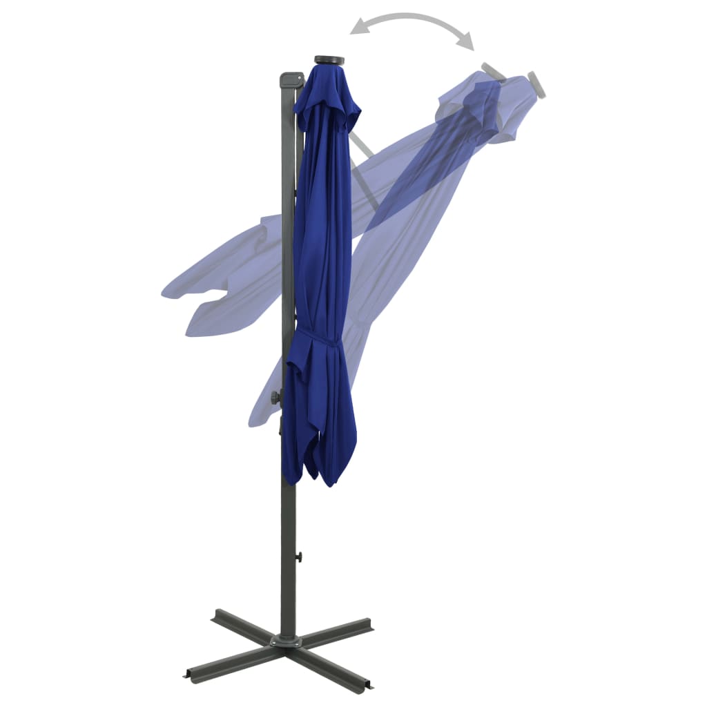 Vidaxl Floating parasol with pole and LED lighting 300 cm azure blue