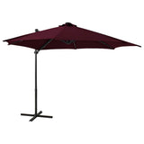 Vidaxl Parasol flottant avec poteau et éclairage LED 300 cm Bordeaux rouge
