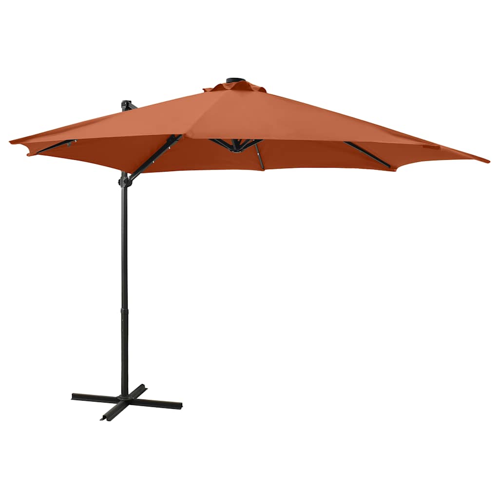 Vidaxl Parasol flottant avec poteau et éclairage LED Couleur en terre cuite de 300 cm