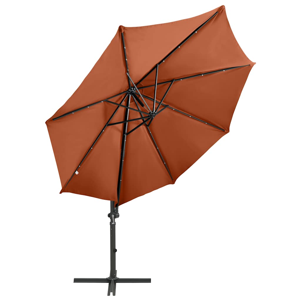 Vidaxl Parasol flottant avec poteau et éclairage LED Couleur en terre cuite de 300 cm