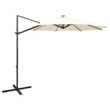 Vidaxl parasol flottant avec poteau et éclairage LED 300 cm de couleur sable