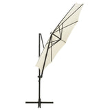 Vidaxl parasol flottant avec poteau et éclairage LED 300 cm de couleur sable