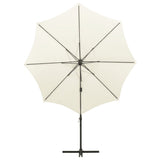 Vidaxl parasol flottant avec poteau et éclairage LED 300 cm de couleur sable