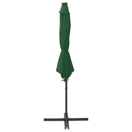 Vidaxl Parasol flottant avec poteau et éclairage LED 300 cm vert