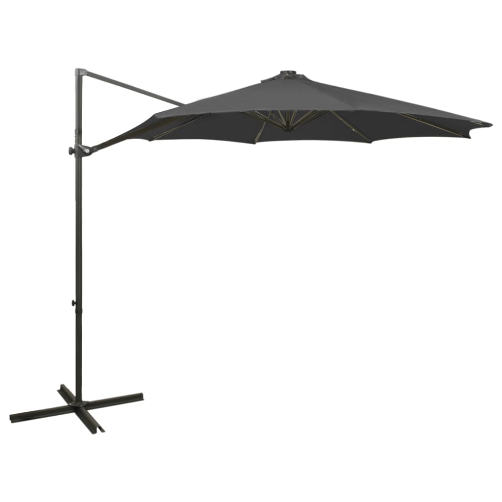 Vidaxl zweefparasol met paal en led-verlichting 300 cm antracietkleur