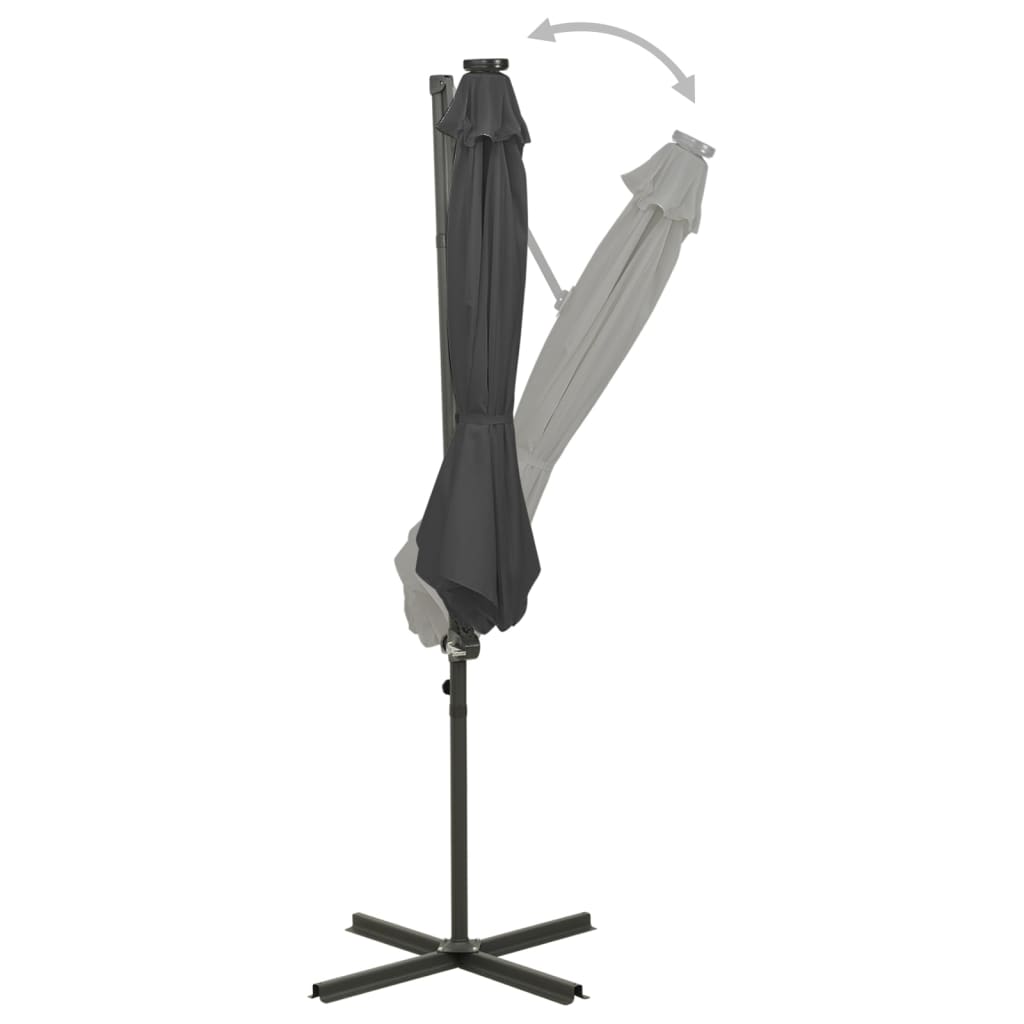 Vidaxl Parasol flottant avec poteau et éclairage LED Couleur anthracite de 300 cm