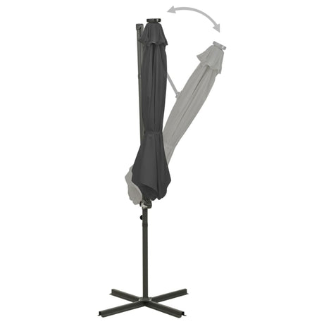 Vidaxl Parasol flottant avec poteau et éclairage LED Couleur anthracite de 300 cm