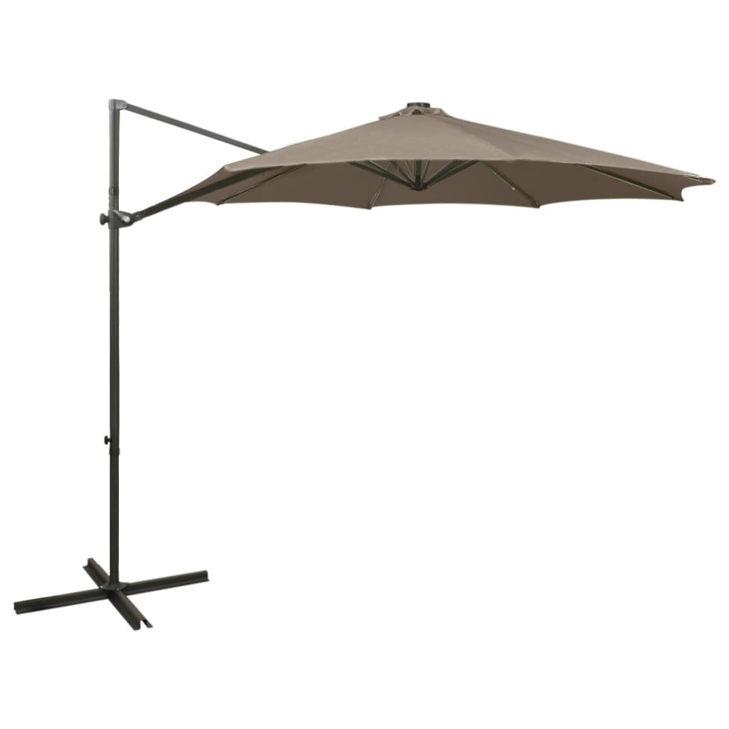 Vidaxl Parasol flottant avec poteau et éclairage LED 300 cm taupe