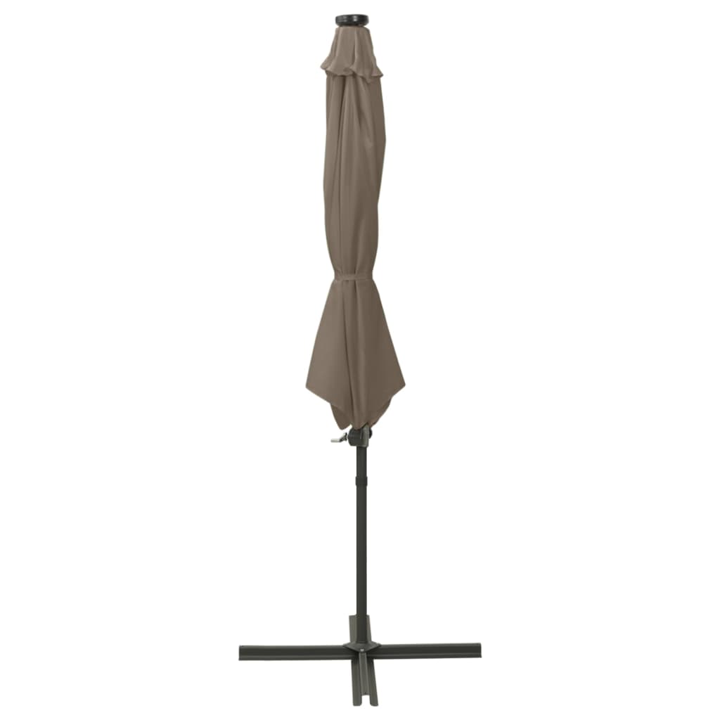 Vidaxl Parasol flottant avec poteau et éclairage LED 300 cm taupe