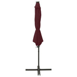 Vidaxl Parasol flottant avec poteau et éclairage LED 300 cm Bordeaux rouge