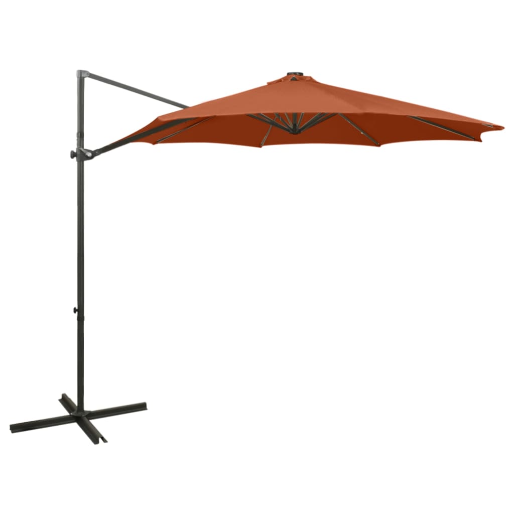 Vidaxl Parasol flottant avec poteau et éclairage LED Couleur en terre cuite de 300 cm