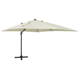 Vidaxl parasol flottant avec poteau et éclairage LED 300 cm de couleur sable