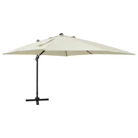 Vidaxl parasol flottant avec poteau et éclairage LED 300 cm de couleur sable