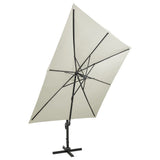Vidaxl parasol flottant avec poteau et éclairage LED 300 cm de couleur sable