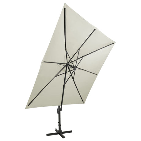 Vidaxl parasol flottant avec poteau et éclairage LED 300 cm de couleur sable