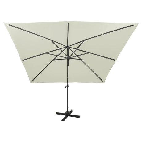 Vidaxl parasol flottant avec poteau et éclairage LED 300 cm de couleur sable
