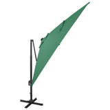 Vidaxl Parasol flottant avec poteau et éclairage LED 300 cm vert