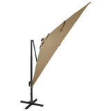 Vidaxl Parasolo galleggiante con polo e illuminazione a LED 300 cm Taupe