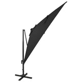 Vidaxl Parasol flottant avec poteau et éclairage LED 300 cm noir