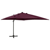 Vidaxl Parasol flottant avec poteau et éclairage LED 300 cm Bordeaux rouge