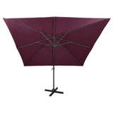 Vidaxl Parasol flottant avec poteau et éclairage LED 300 cm Bordeaux rouge
