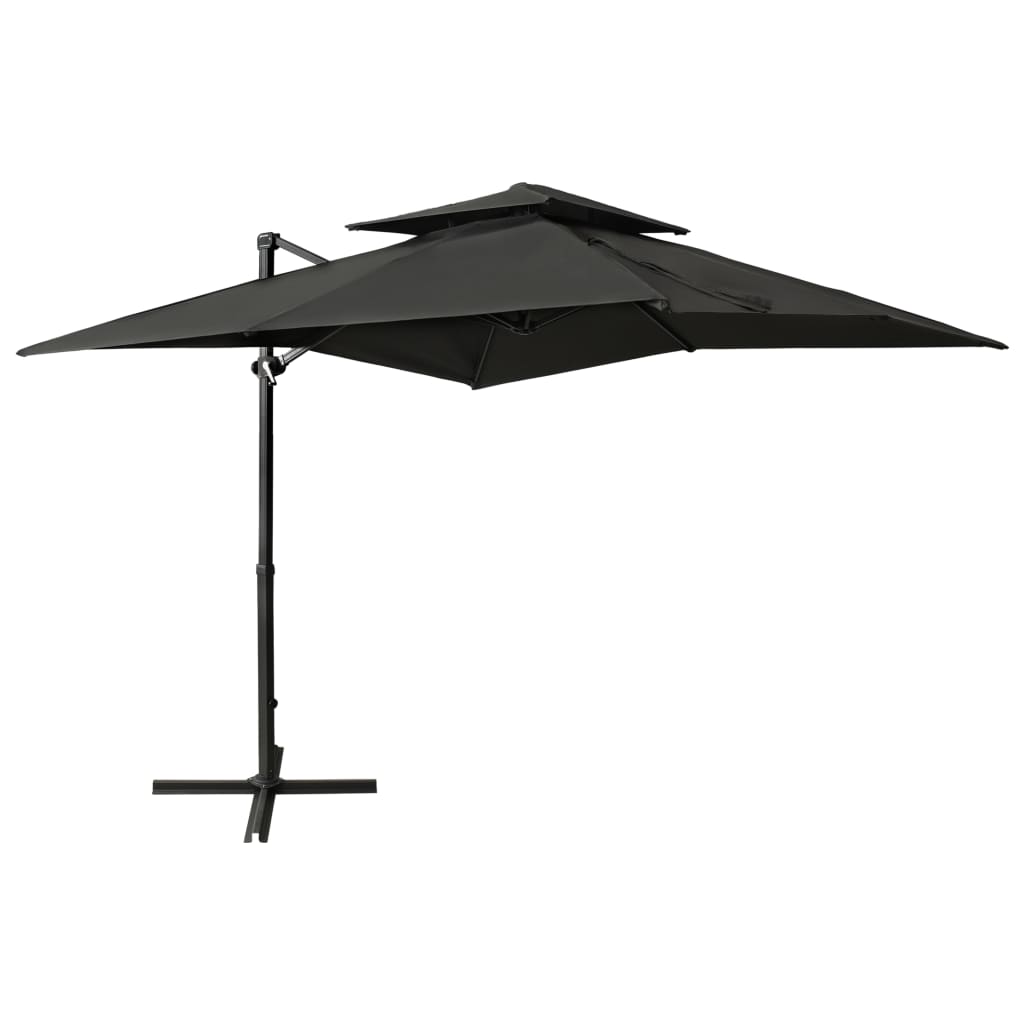 VidaXL Zweefparasol met dubbel dak 250x250 cm antracietkleurig