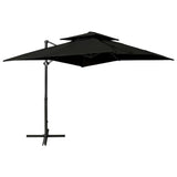 Vidaxl Floating Parasol s dvojitou střechou 250x250 cm černá