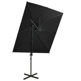 Parasol flottant vidaxl avec toit double 250x250 cm noir