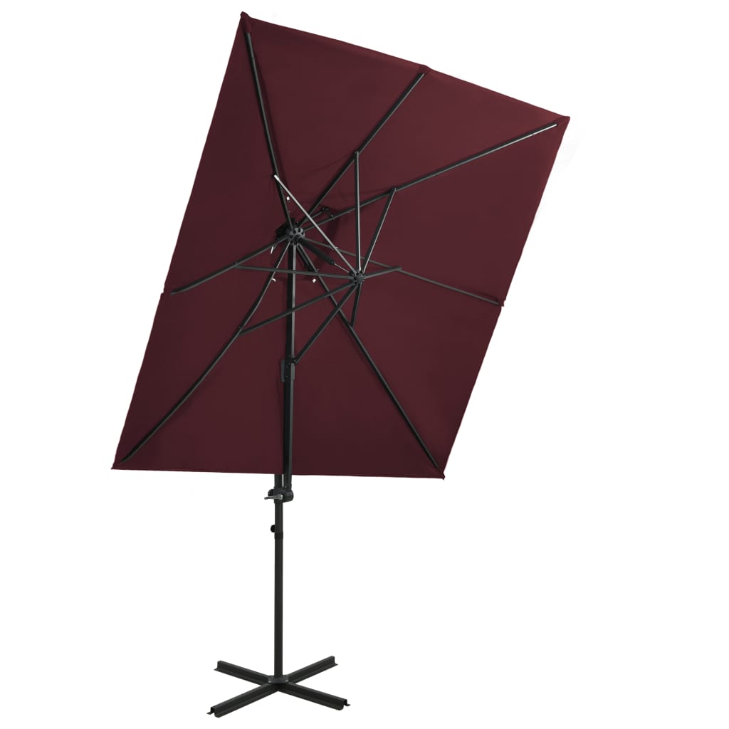 Vidaxl Floating parasol with double roof 250x250 cm burgundy red