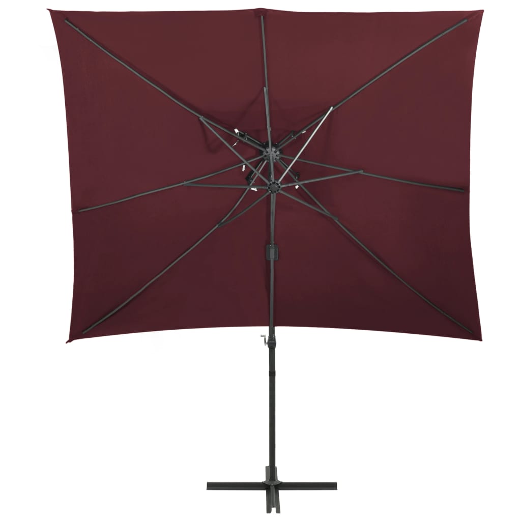 Vidaxl Floating parasol with double roof 250x250 cm burgundy red