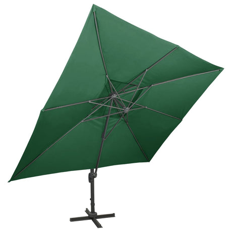 Vidaxl Floating Parasol s dvojitou střechou 400x300 cm zelená