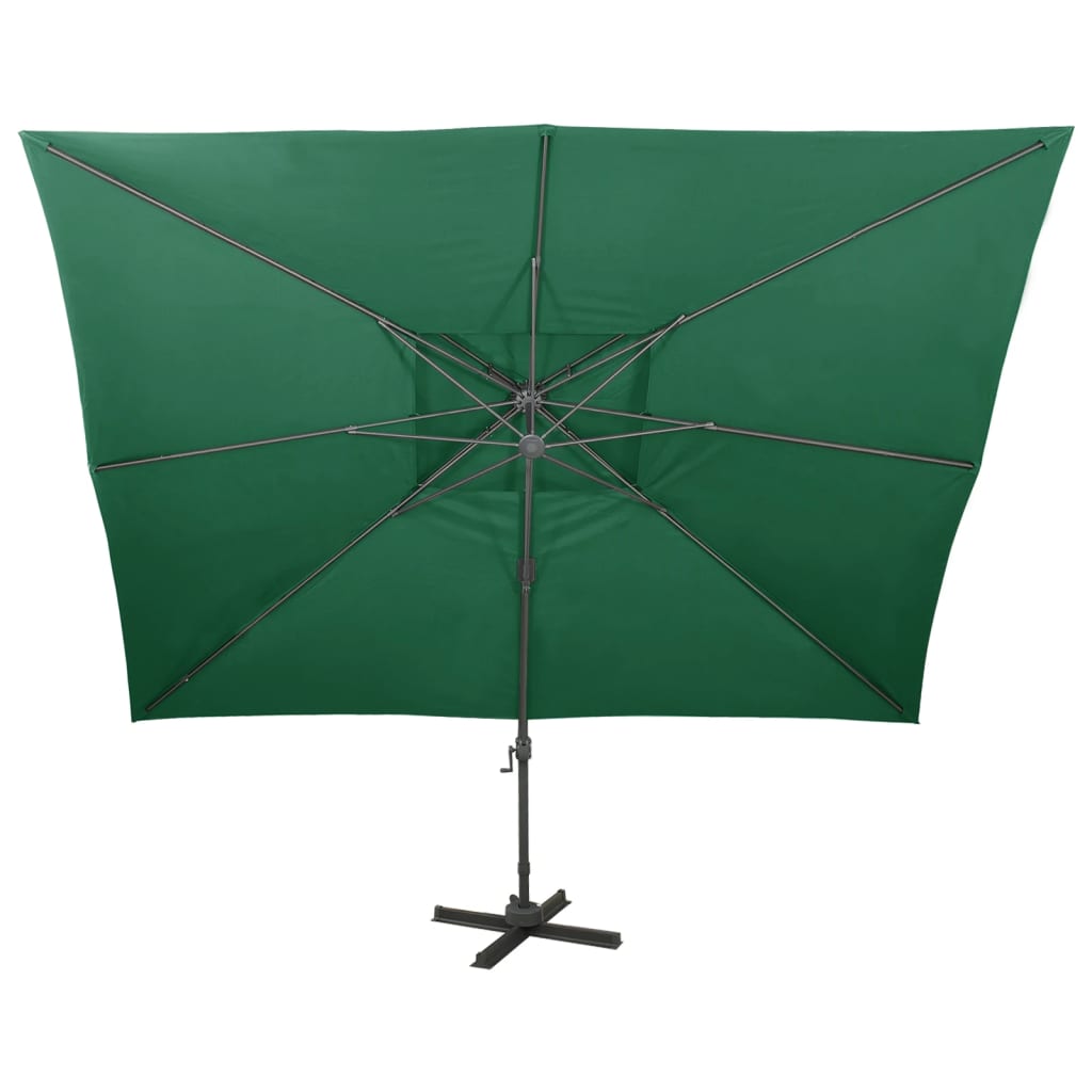 Vidaxl zweefparasol met dubbel dak 400x300 cm groen