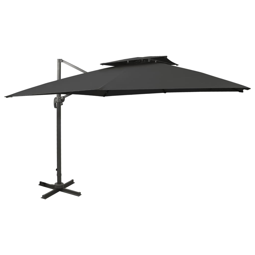Parasol flottant vidaxl avec toit double 300x300 cm noir