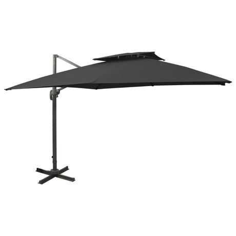 Parasol flottant vidaxl avec toit double 300x300 cm noir