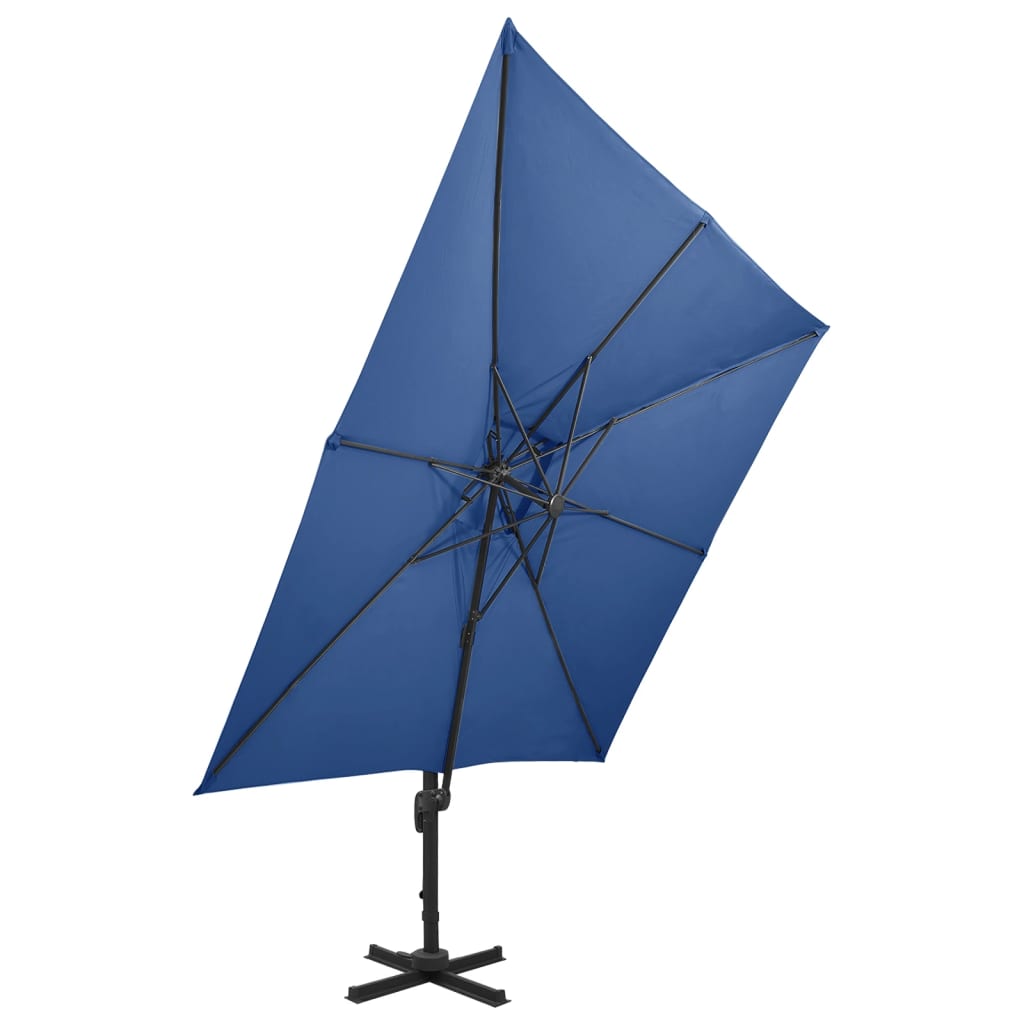 Vidaxl zweefparasol met dubbel dak 300x300 cm azuurblauw