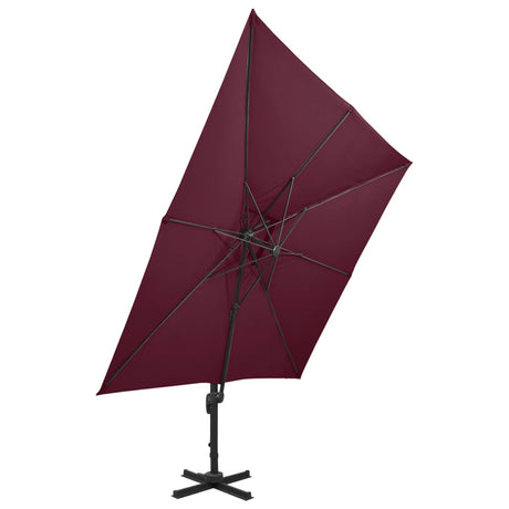 Vidaxl Floating Parasol s dvojitým střechou 300x300 cm Burgundy Red