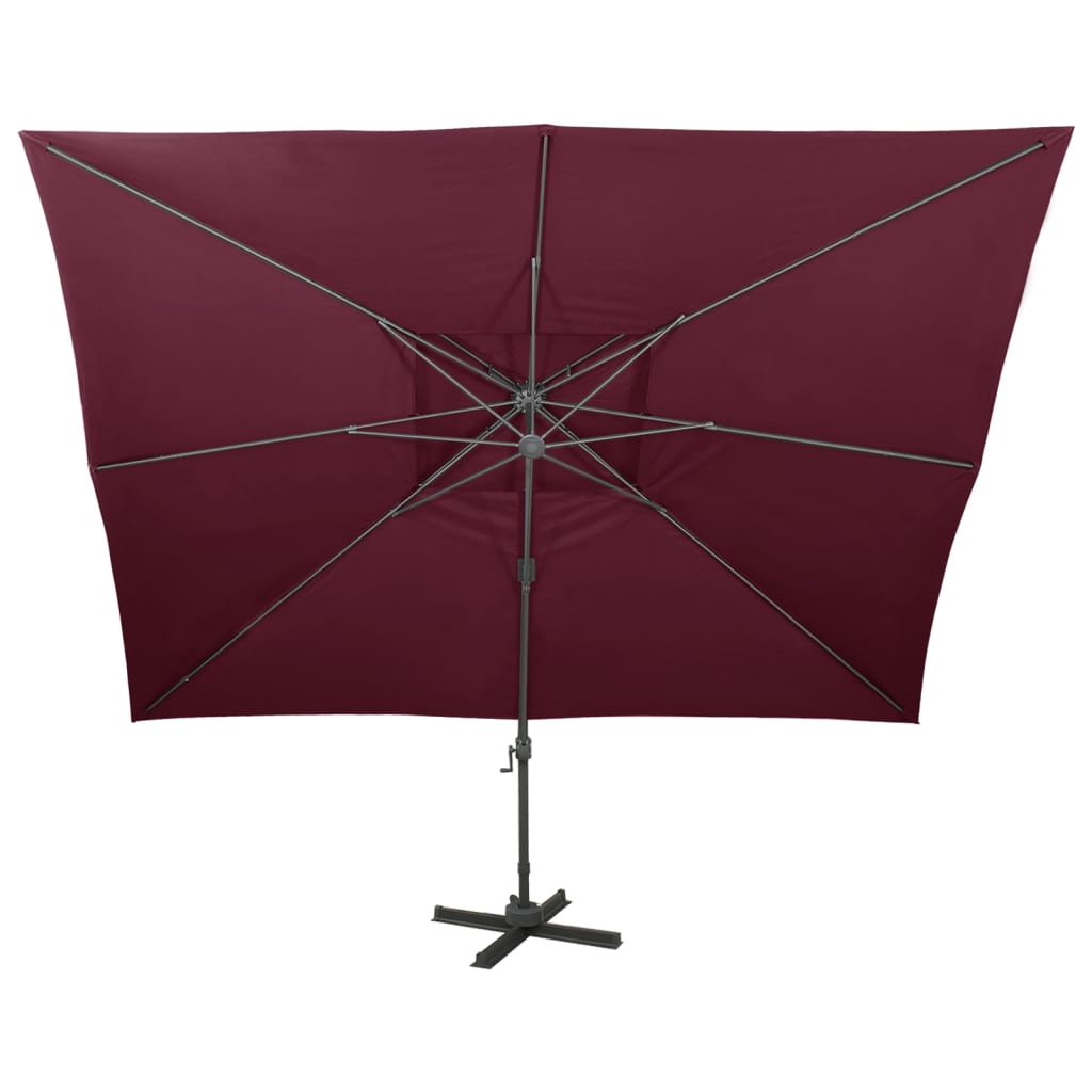 Vidaxl zweefparasol met dubbel dak 400x300 cm bordeauxrood