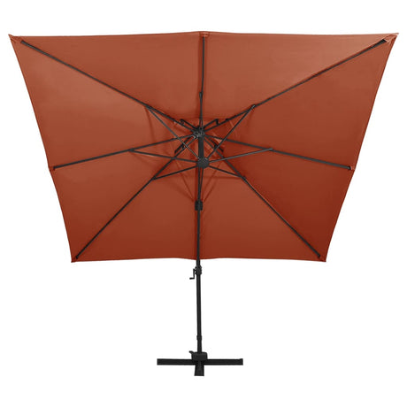 Vidaxl Floating Parasol s dvojitým střechou 300x300 cm teracotta -colored