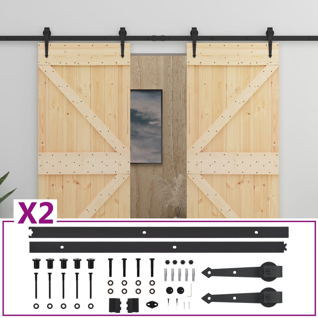 Puerta corredera de Vidaxl con masa 80x210 cm de pino sólido