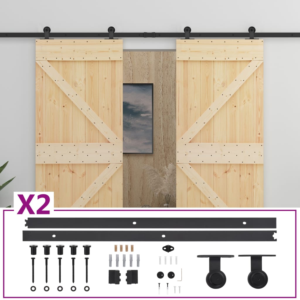 Puerta corredera de Vidaxl con masa 80x210 cm de pino sólido