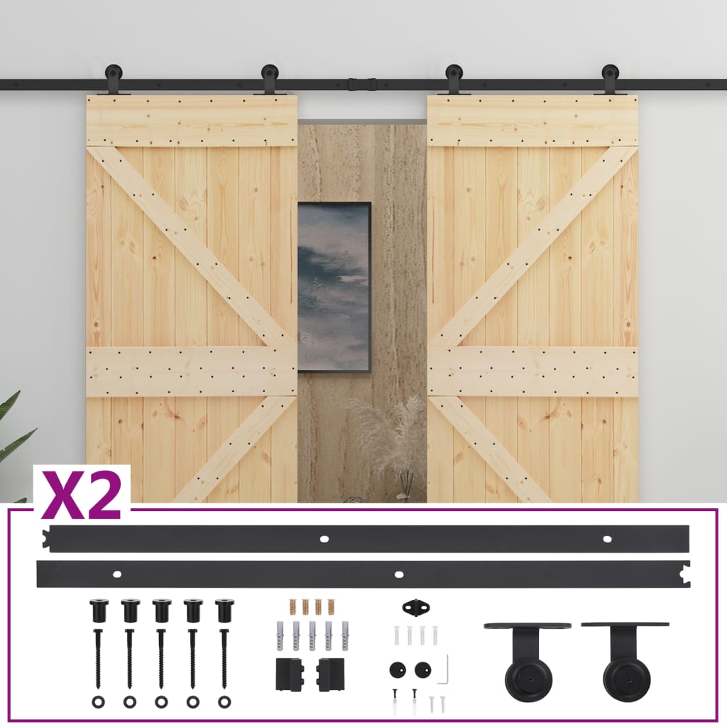 Puerta corredera de Vidaxl con masa 80x210 cm de pino sólido