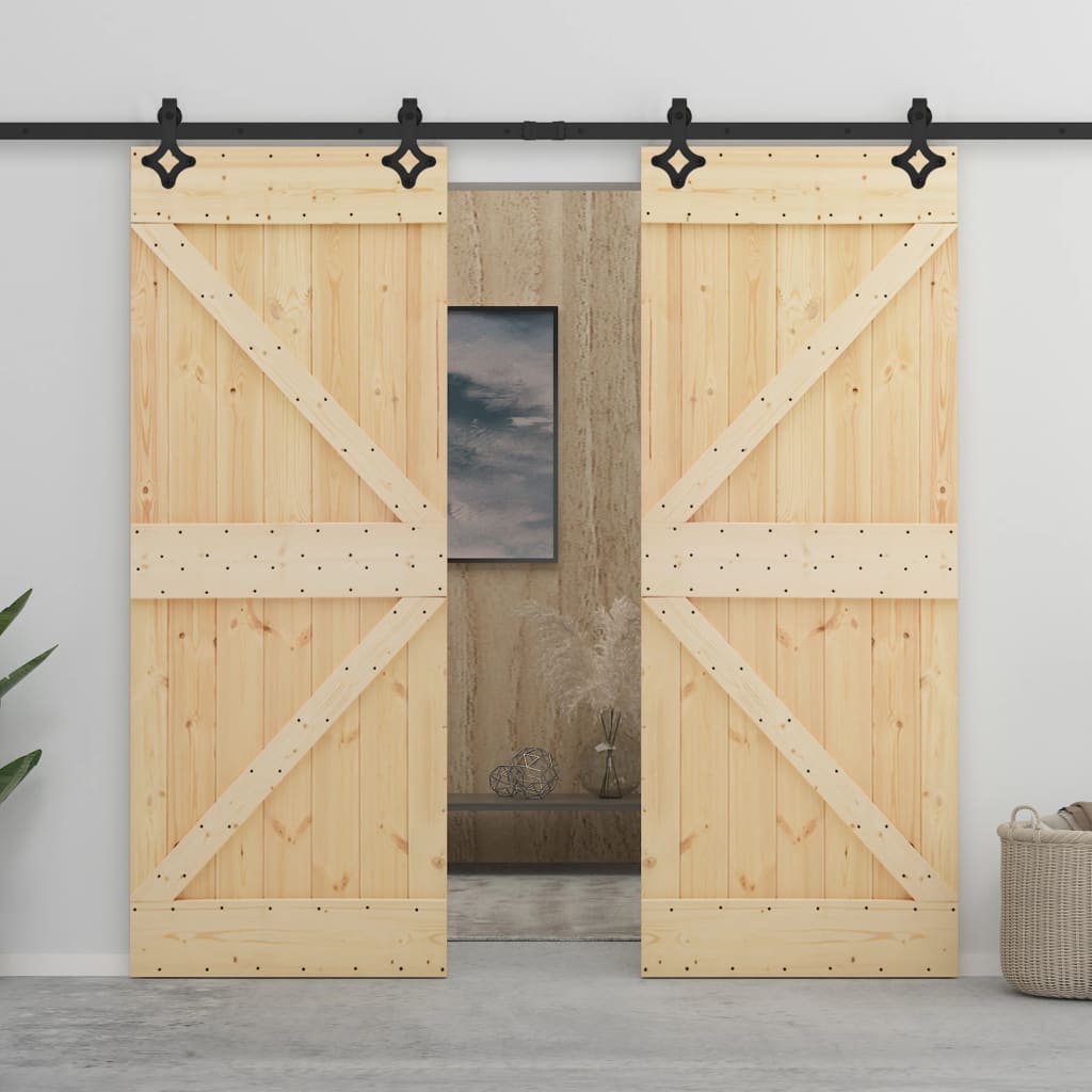 Puerta corredera de Vidaxl con masa de 90x210 cm de pino sólido