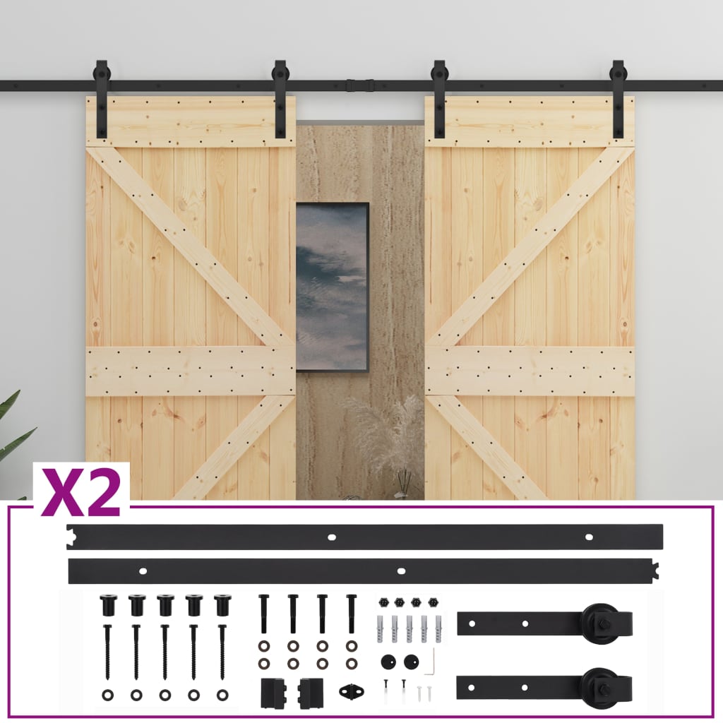 Puerta corredera de Vidaxl con masa 100x210 cm de pino sólido