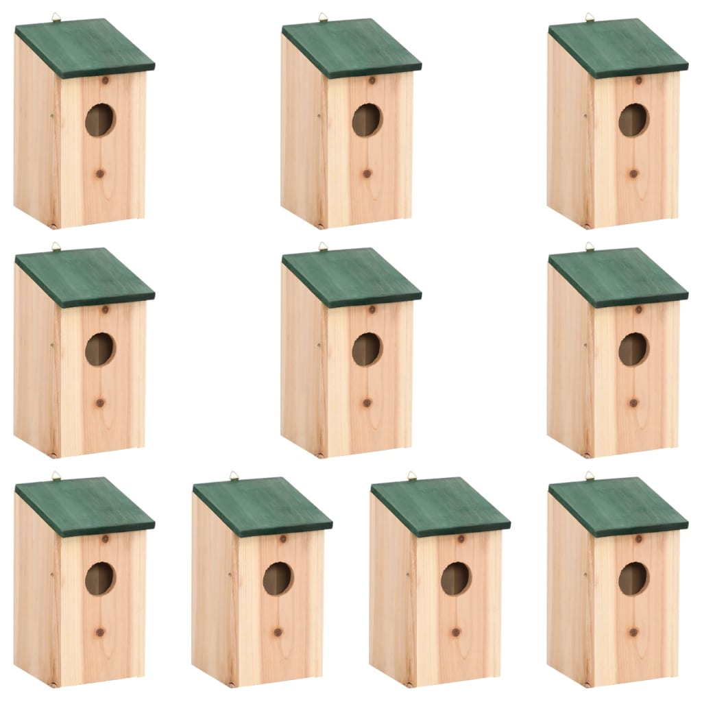 Vidaxl Bird Houses 10 stk 12x12x22 cm Solid Pinewood