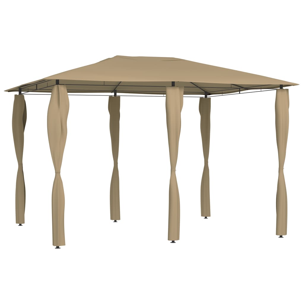 Arbor vidaxl avec couvercles de poteau 160 g m² 3x4x2,6 m taupe