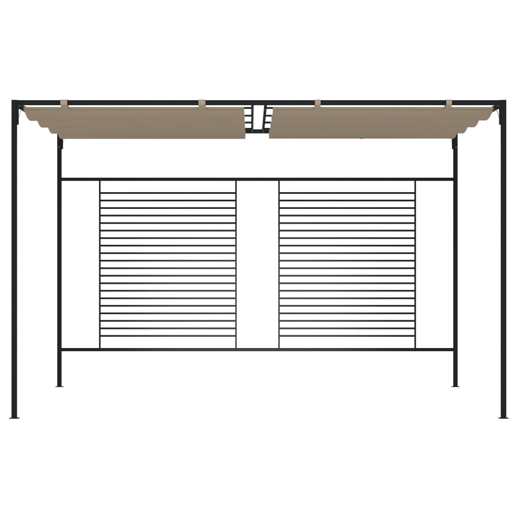 Arbor de Vidaxl con techo extensible 180 g m² 3x4x2.3 m taupe