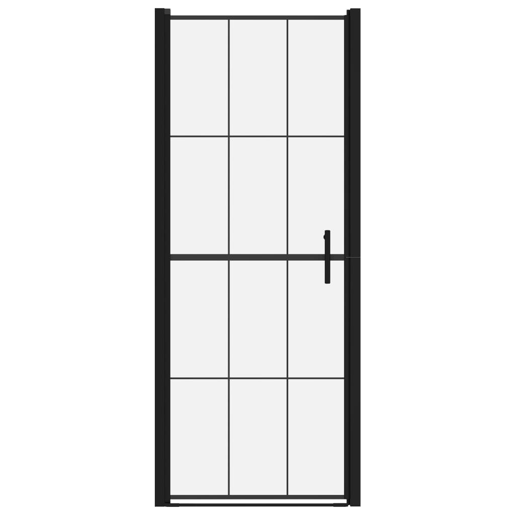 Vidaxl douchedeur 91x195 cm gehard glas zwart