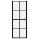 Vidaxl douchedeur 91x195 cm gehard glas zwart