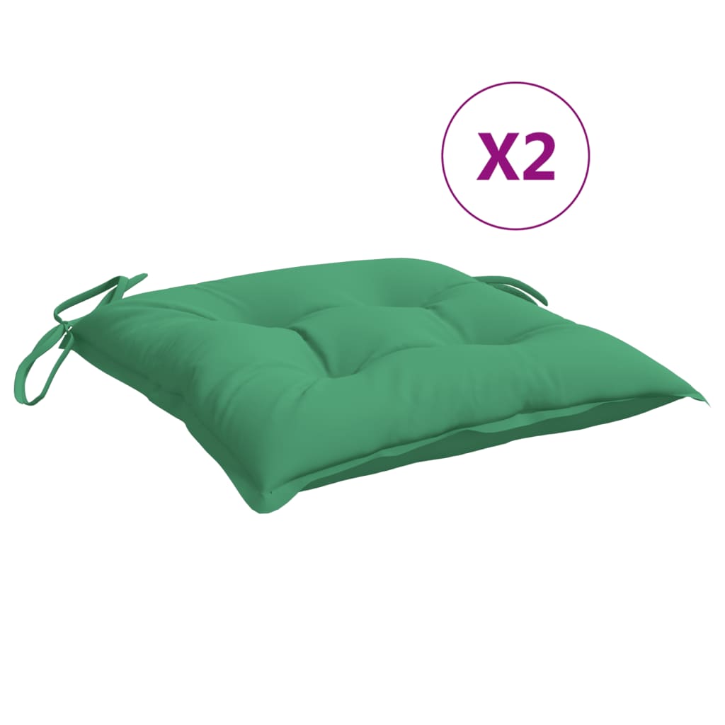 Coussins de chaise Vidaxl 2 ST 40x40x7 cm Oxford tissu vert