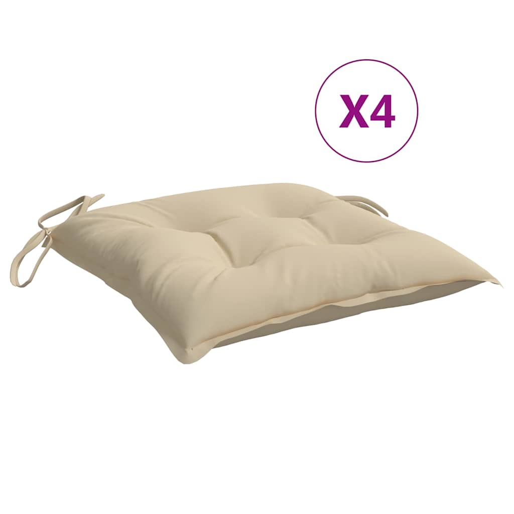 Vidaxl stoelkussens 4 st 50x50x7 cm oxford stof beige